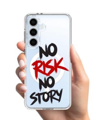 Etui do Samsung Galaxy S24 FE z MagSafe przeźroczyste, silikonowe Flexi, Positive Vibes, No Risk No Story