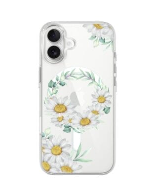 Etui do iPhone 17 z MagSafe przeźroczyste, silikonowe Flexi, wianek stokrotek