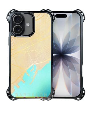 Etui do iPhone 17 IBIZU DropGuard Ultra z MagSafe, mapy świata, Barcelona