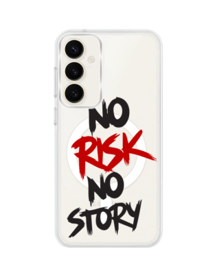 Etui do Samsung Galaxy S23 FE 5G z MagSafe przeźroczyste, silikonowe Flexi, Positive Vibes, No Risk No Story
