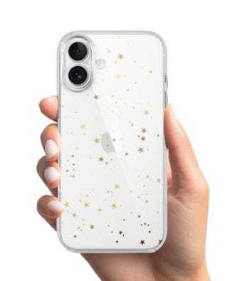 Etui do iPhone 17 przeźroczyste, silikonowe Flexi, Zimowa magia, Złote gwiazdki