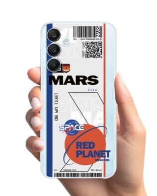 Etui do Samsung Galaxy M35 5G przeźroczyste, silikonowe Flexi, bilet na Mars
