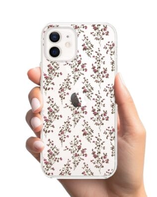 Etui do iPhone 12 przeźroczyste, silikonowe Flexi, Mini Patterns, Różyczki