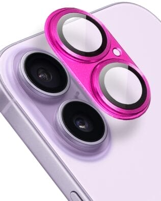 Metalowa osłona na cały aparat z wbudowanymi szkłami do iPhone 17, różowa