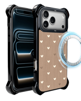 Etui do iPhone 17 Pro Max IBIZU DropGuard Ultra z MagSafe, Boho, Pudrowe serca