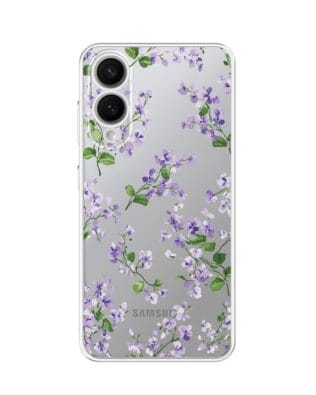 Etui do Samsung Galaxy S25 Edge przeźroczyste, silikonowe Flexi, Fioletowe Bratki