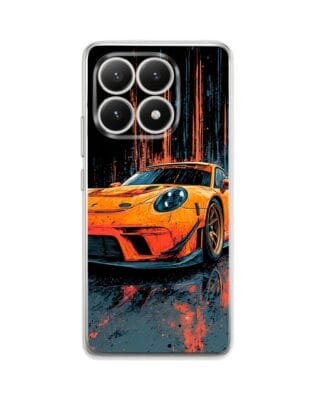 Etui do Xiaomi 15T przeźroczyste, silikonowe Flexi, Szybkie Auta, Pomarańczowa 911