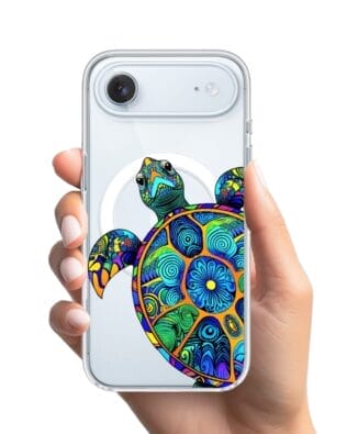 Etui do iPhone Air z MagSafe przeźroczyste, silikonowe Flexi, Dzika Mandala, Żółw