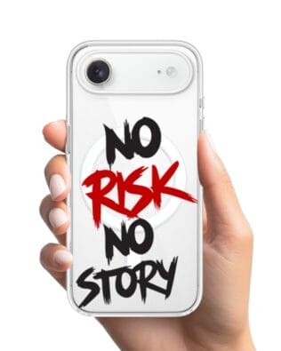 Etui do iPhone Air z MagSafe przeźroczyste, silikonowe Flexi, Positive Vibes, No Risk No Story