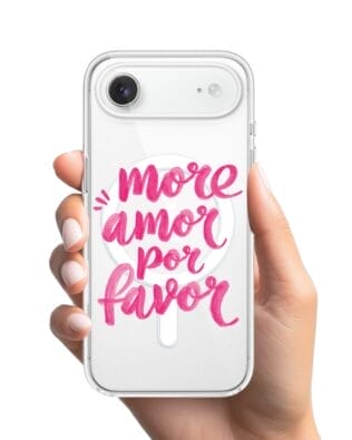 Etui do iPhone Air z MagSafe przeźroczyste, silikonowe Flexi, Positive Vibes, More amore per favore