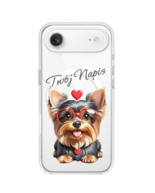 Etui do iPhone Air z MagSafe przeźroczyste, silikonowe Flexi, Puppy Love, pies rasy York