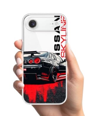 Etui do iPhone Air przeźroczyste, silikonowe Flexi, Szybkie Auta, czarny Skyline