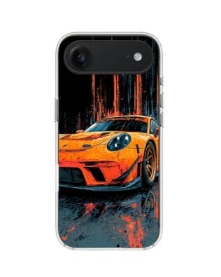 Etui do iPhone Air z MagSafe przeźroczyste, silikonowe Flexi, Szybkie Auta, Pomarańczowa 911