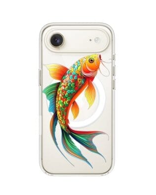 Etui do iPhone Air z MagSafe przeźroczyste, silikonowe Flexi, Dzika Mandala, Złota ryba