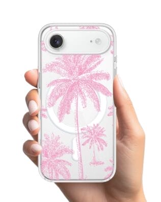 Etui do iPhone Air z MagSafe przeźroczyste, silikonowe Flexi, Mystic, Różowe palmy