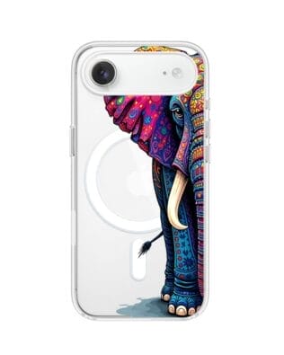 Etui do iPhone Air z MagSafe przeźroczyste, silikonowe Flexi, Dzika Mandala, Słoń