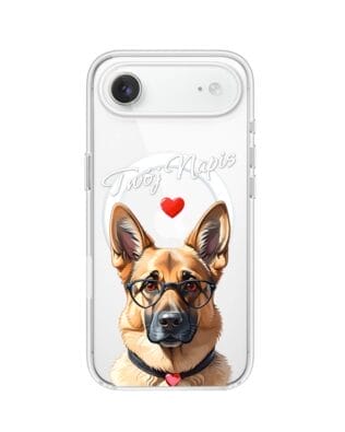 Etui do iPhone Air z MagSafe przeźroczyste, silikonowe Flexi, Puppy Love, pies rasy Owczarek Niemiecki