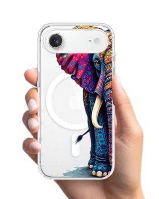 Etui do iPhone Air z MagSafe przeźroczyste, silikonowe Flexi, Dzika Mandala, Słoń