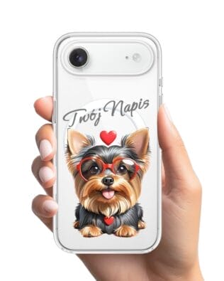 Etui do iPhone Air z MagSafe przeźroczyste, silikonowe Flexi, Puppy Love, pies rasy York