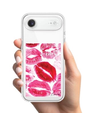 Etui do iPhone Air przeźroczyste, silikonowe Flexi, pocałunki z napisem „love”