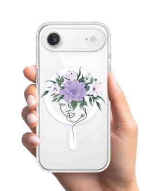 Etui do iPhone Air z MagSafe przeźroczyste, silikonowe Flexi, kobieta z Kwiatami