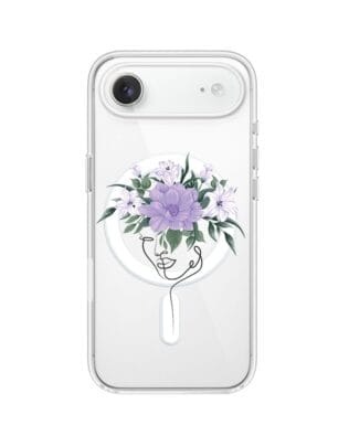 Etui do iPhone Air z MagSafe przeźroczyste, silikonowe Flexi, kobieta z Kwiatami