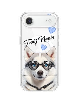 Etui do iPhone Air z MagSafe przeźroczyste, silikonowe Flexi, Puppy Love, pies rasy Husky