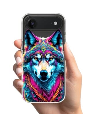 Etui do iPhone Air z MagSafe przeźroczyste, silikonowe Flexi, Dzika Mandala, Wilk