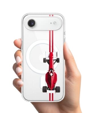 Etui do iPhone Air z MagSafe przeźroczyste, silikonowe Flexi, Szybkie Auta, czerwone F1