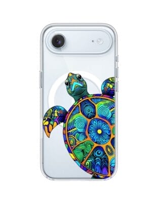 Etui do iPhone Air z MagSafe przeźroczyste, silikonowe Flexi, Dzika Mandala, Żółw