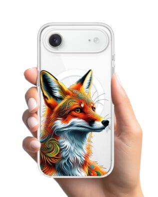 Etui do iPhone Air z MagSafe przeźroczyste, silikonowe Flexi, Dzika Mandala, Twarz lisa