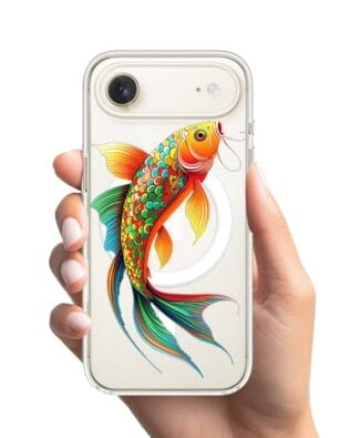 Etui do iPhone Air z MagSafe przeźroczyste, silikonowe Flexi, Dzika Mandala, Złota ryba