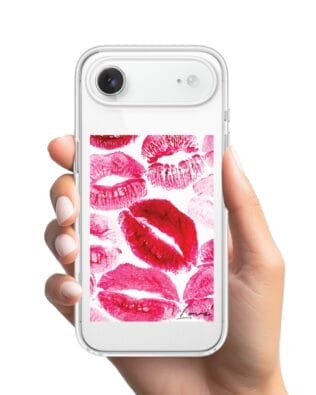 Etui do iPhone Air z MagSafe przeźroczyste, silikonowe Flexi, pocałunki z napisem „love”