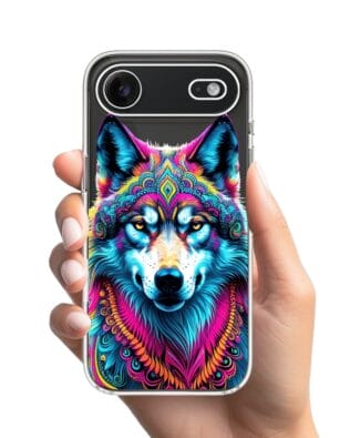 Etui do iPhone Air przeźroczyste, silikonowe Flexi, Dzika Mandala, Wilk