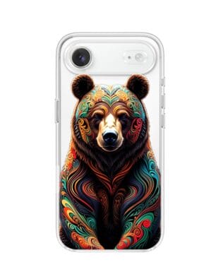 Etui do iPhone Air przeźroczyste, silikonowe Flexi, Dzika Mandala, Niedźwiedź