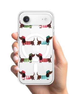 Etui do iPhone Air z MagSafe przeźroczyste, silikonowe Flexi, jamnik w Paryżu