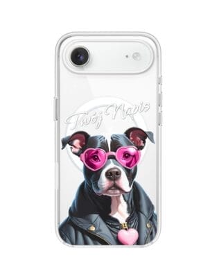 Etui do iPhone Air z MagSafe przeźroczyste, silikonowe Flexi, Puppy Love, pies rasy Amstaff