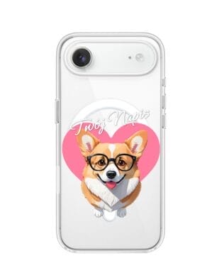 Etui do iPhone Air z MagSafe przeźroczyste, silikonowe Flexi, Puppy Love, pies rasy Corgi