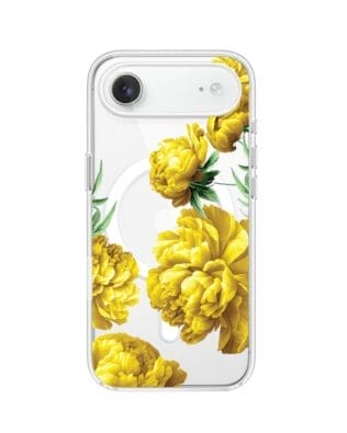 Etui do iPhone Air z MagSafe przeźroczyste, silikonowe Flexi, żółte piwonie