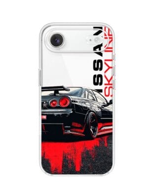 Etui do iPhone Air przeźroczyste, silikonowe Flexi, Szybkie Auta, czarny Skyline