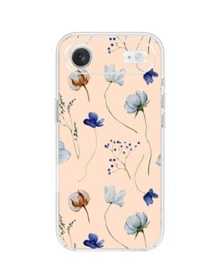 Etui do iPhone Air przeźroczyste, silikonowe Flexi, Summer Patterns, kwiatki niebieskie na pudrowym tle