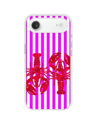 Etui do iPhone Air z MagSafe przeźroczyste, silikonowe Flexi, kraby z różowymi paskami