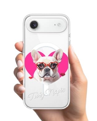 Etui do iPhone Air z MagSafe przeźroczyste, silikonowe Flexi, Puppy Love, pies rasy Buldog Francuski