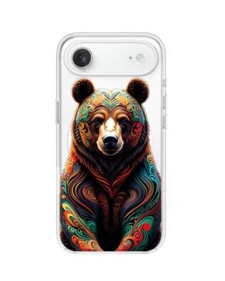 Etui do iPhone Air z MagSafe przeźroczyste, silikonowe Flexi, Dzika Mandala, Niedźwiedź