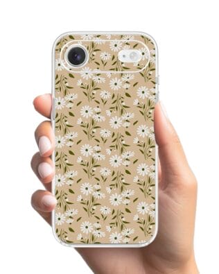 Etui do iPhone Air przeźroczyste, silikonowe Flexi, Summer Patterns, delikatne kwiatki na cielistym tle