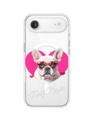 Etui do iPhone Air z MagSafe przeźroczyste, silikonowe Flexi, Puppy Love, pies rasy Buldog Francuski