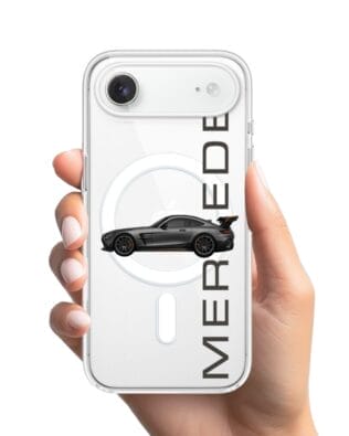 Etui do iPhone Air z MagSafe przeźroczyste, silikonowe Flexi, Szybkie Auta, Stalowe AMG-GT
