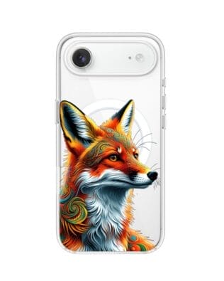 Etui do iPhone Air z MagSafe przeźroczyste, silikonowe Flexi, Dzika Mandala, Twarz lisa