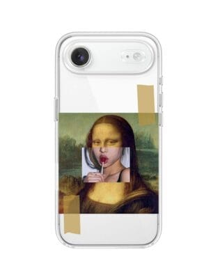 Etui do iPhone Air przeźroczyste, silikonowe Flexi, Mona lisa z lizakiem