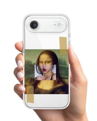 Etui do iPhone Air przeźroczyste, silikonowe Flexi, Mona lisa z lizakiem